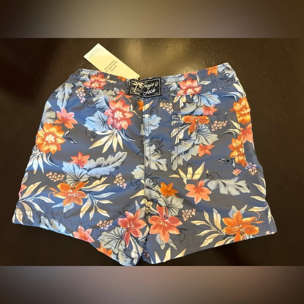 Janie and Jack Blue Floral Swim Trunks size 2